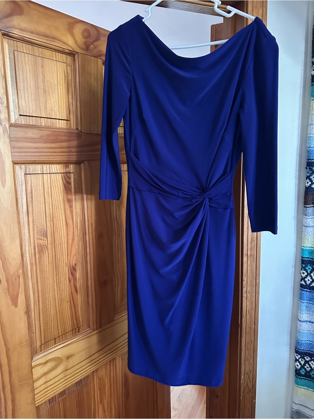 Ralph Lauren Cobalt Blue Boatneck Knot Midi Dress